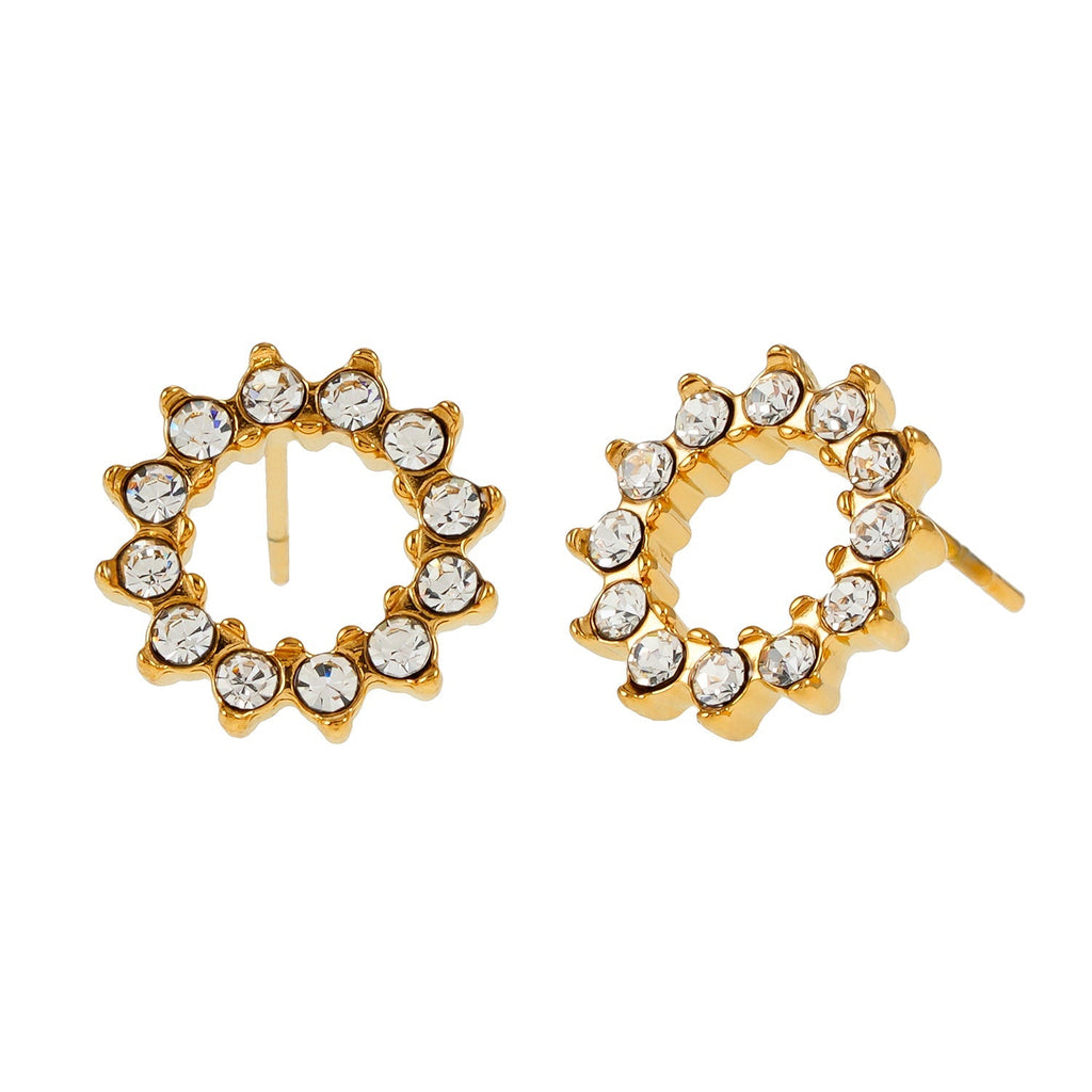 BATTISTE Gold: Celestial Star Zirconia (CZ) Stud Earrings. - MacroPanora