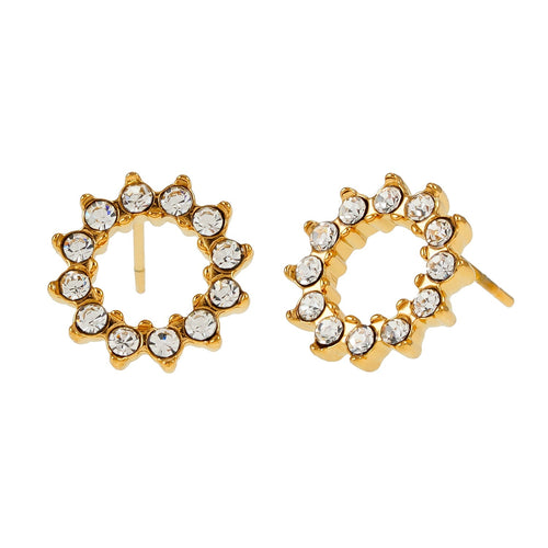 BATTISTE Gold: Celestial Star Zirconia (CZ) Stud Earrings. - MacroPanora