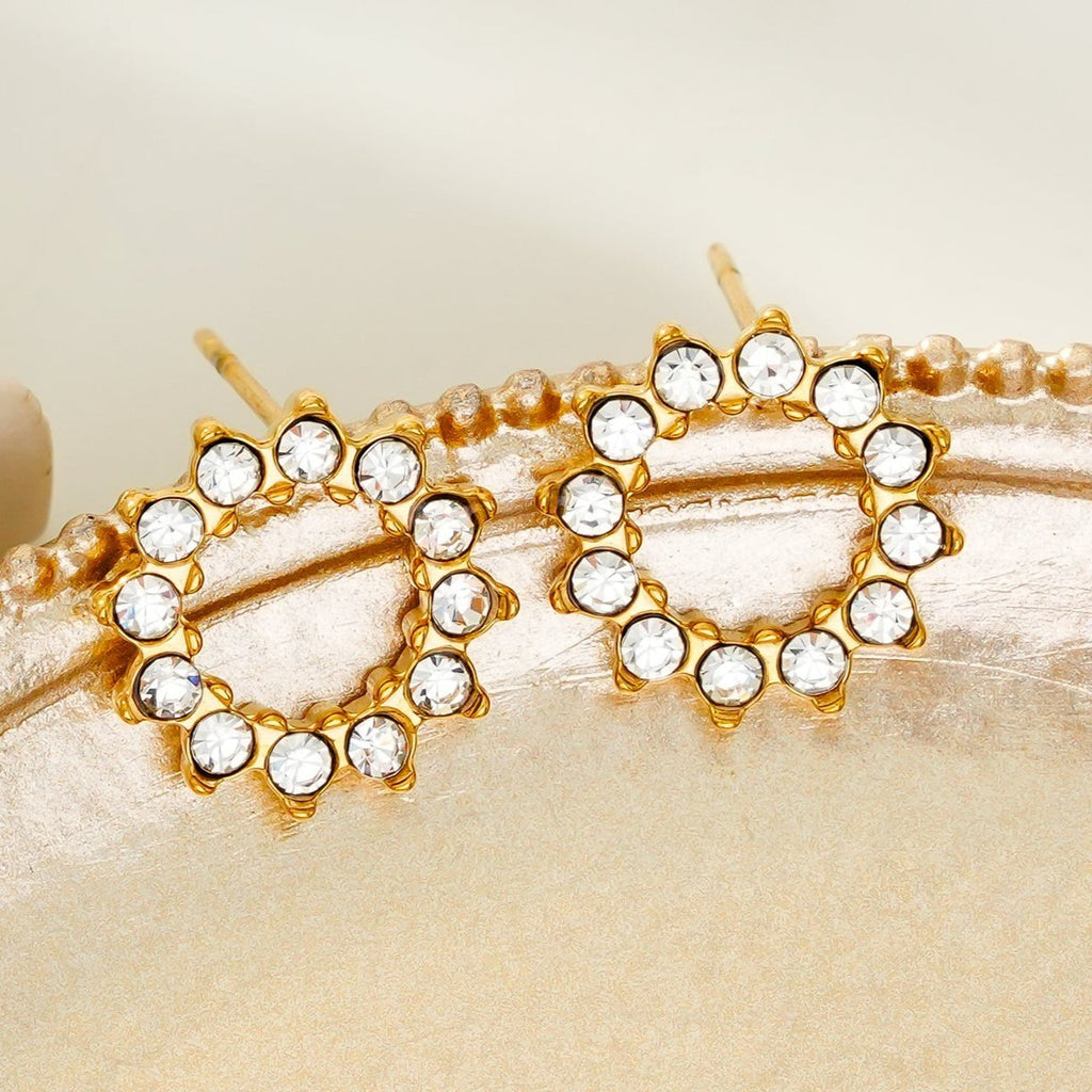 BATTISTE Gold: Celestial Star Zirconia (CZ) Stud Earrings. - MacroPanora
