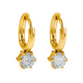 BEAULIEU: Vintage Inspired Mini Hoops with a Solitaire Moissanite Charm - MacroPanora