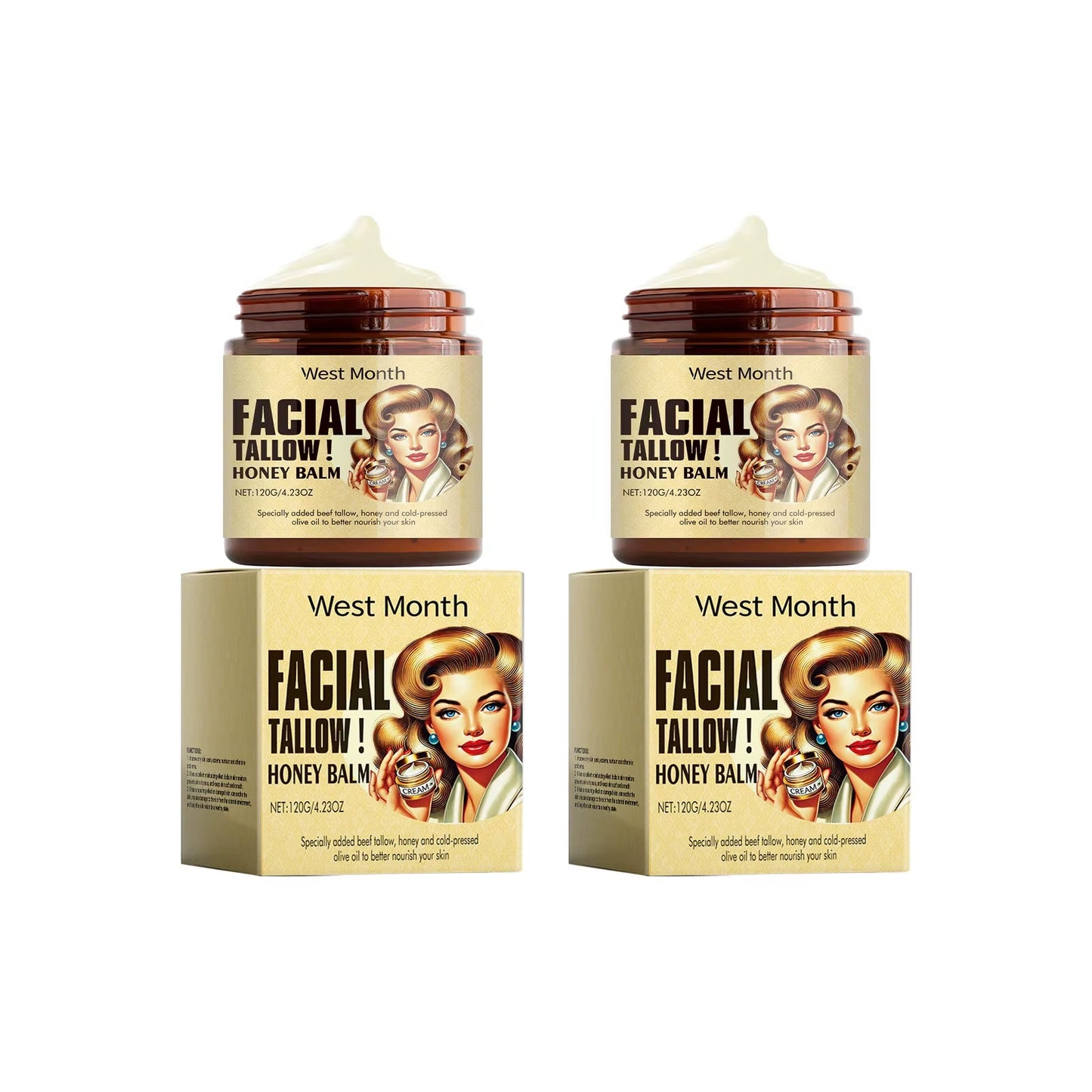 Beef Tallow Face Cream Lasting Moisturizing Soothing Repair Damaged Skin Increase Facial Elasticity Nourishing Smooth Skin Care - MacroPanora