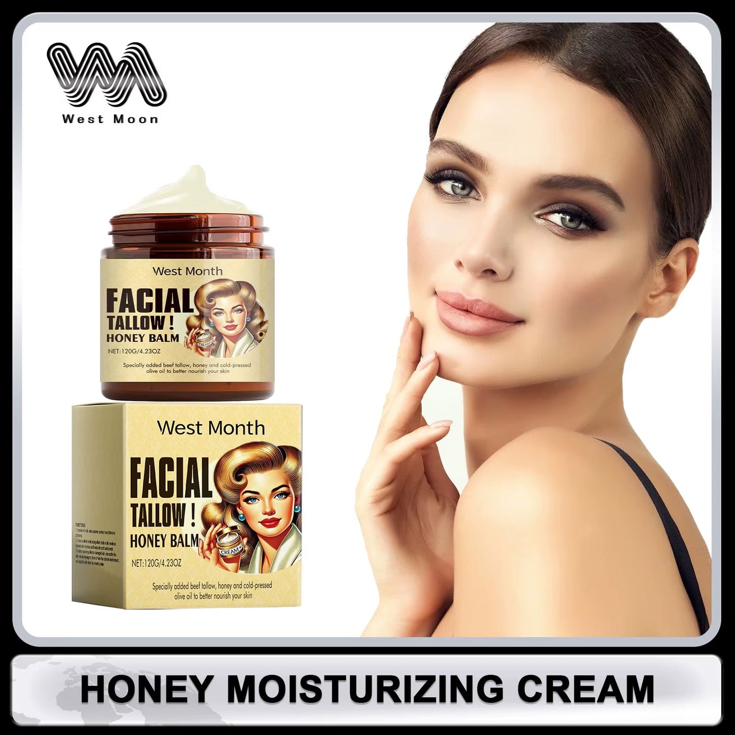 Beef Tallow Face Cream Lasting Moisturizing Soothing Repair Damaged Skin Increase Facial Elasticity Nourishing Smooth Skin Care - MacroPanora