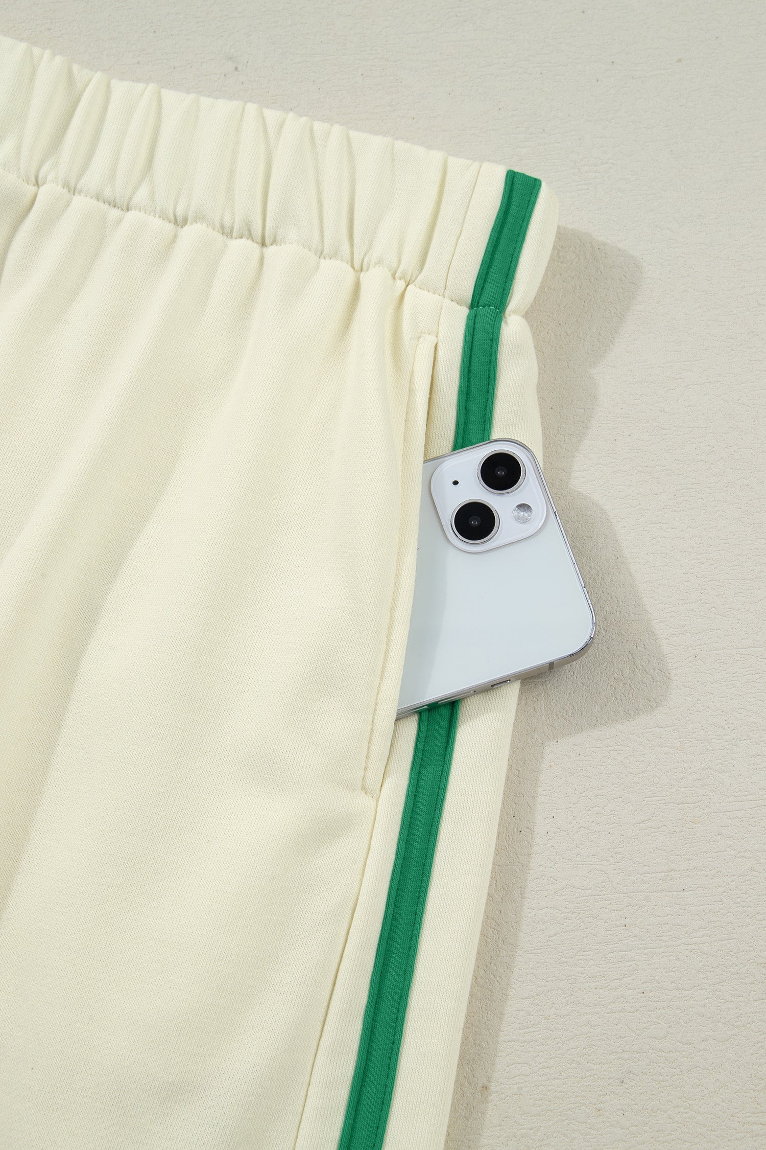 Beige Ribbed Colorblock V - Neck Pullover with Mini Skort Set for Women - Trendy Sporty Athleisure Outfit - MacroPanora