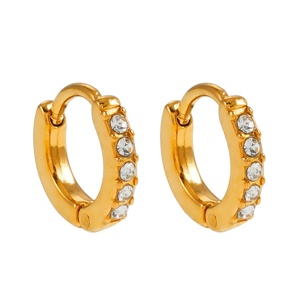 BLIJDE Gold: Single Row Pavé Zirconia (CZ) Mini Hoop Earrings - MacroPanora
