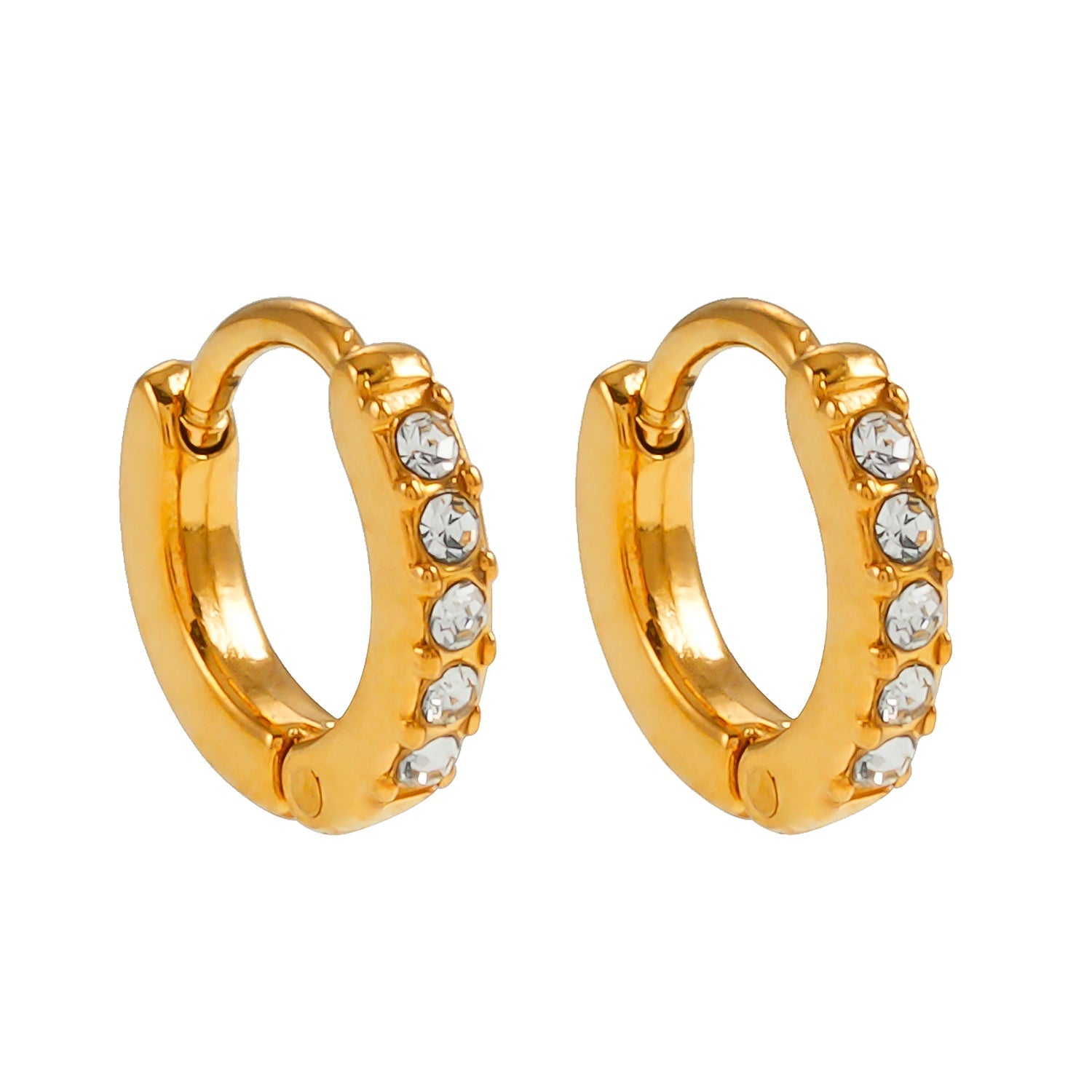 BLIJDE Gold: Single Row Pavé Zirconia (CZ) Mini Hoop Earrings - MacroPanora