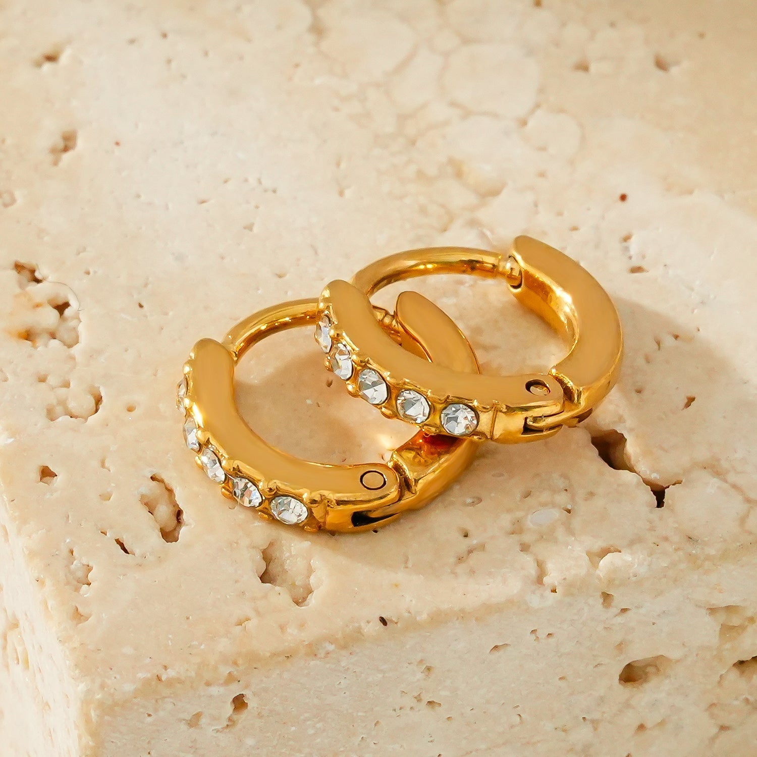 BLIJDE Gold: Single Row Pavé Zirconia (CZ) Mini Hoop Earrings - MacroPanora