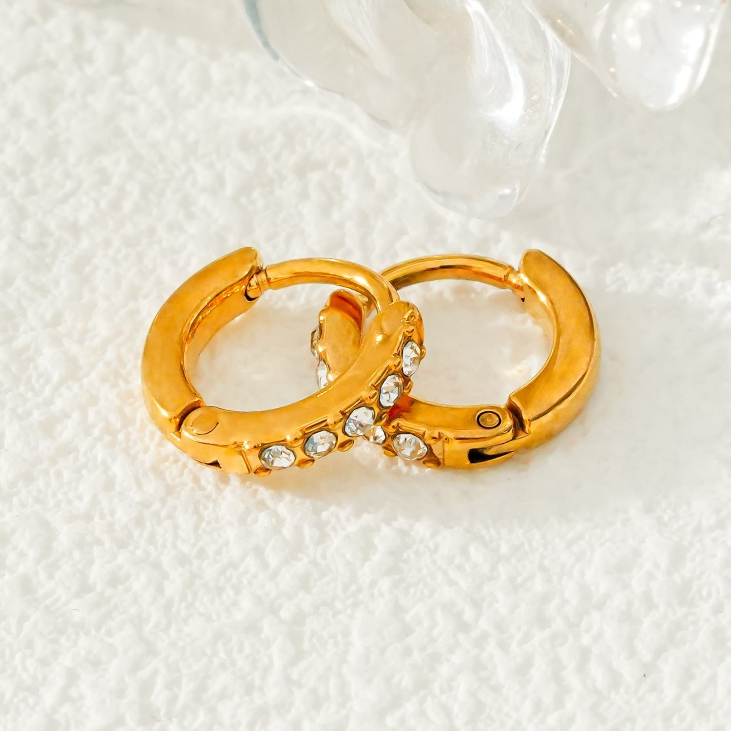 BLIJDE Gold: Single Row Pavé Zirconia (CZ) Mini Hoop Earrings - MacroPanora