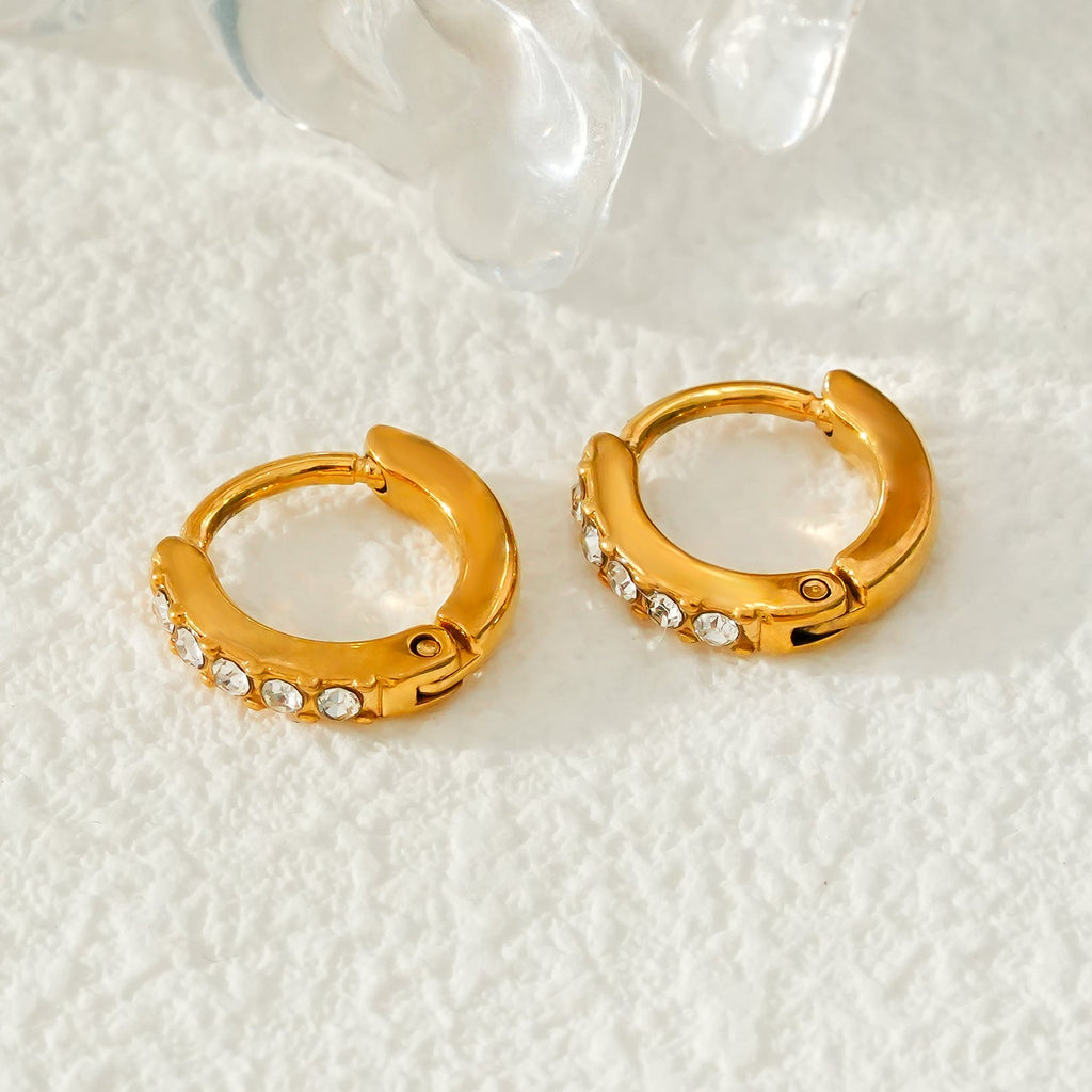 BLIJDE Gold: Single Row Pavé Zirconia (CZ) Mini Hoop Earrings - MacroPanora