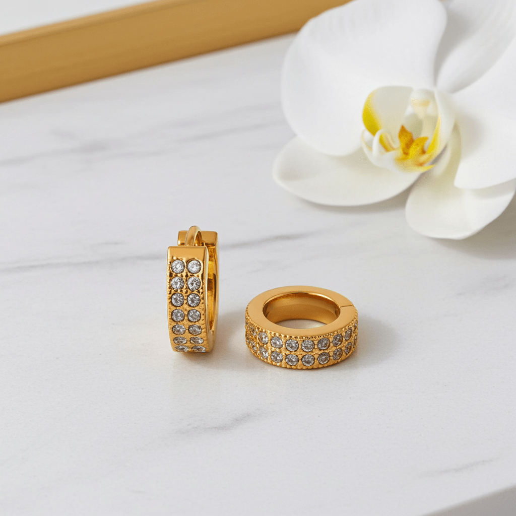 BLOUBERG Gold: Pavé Zirconia (CZ) Mini Hoop Earrings - MacroPanora
