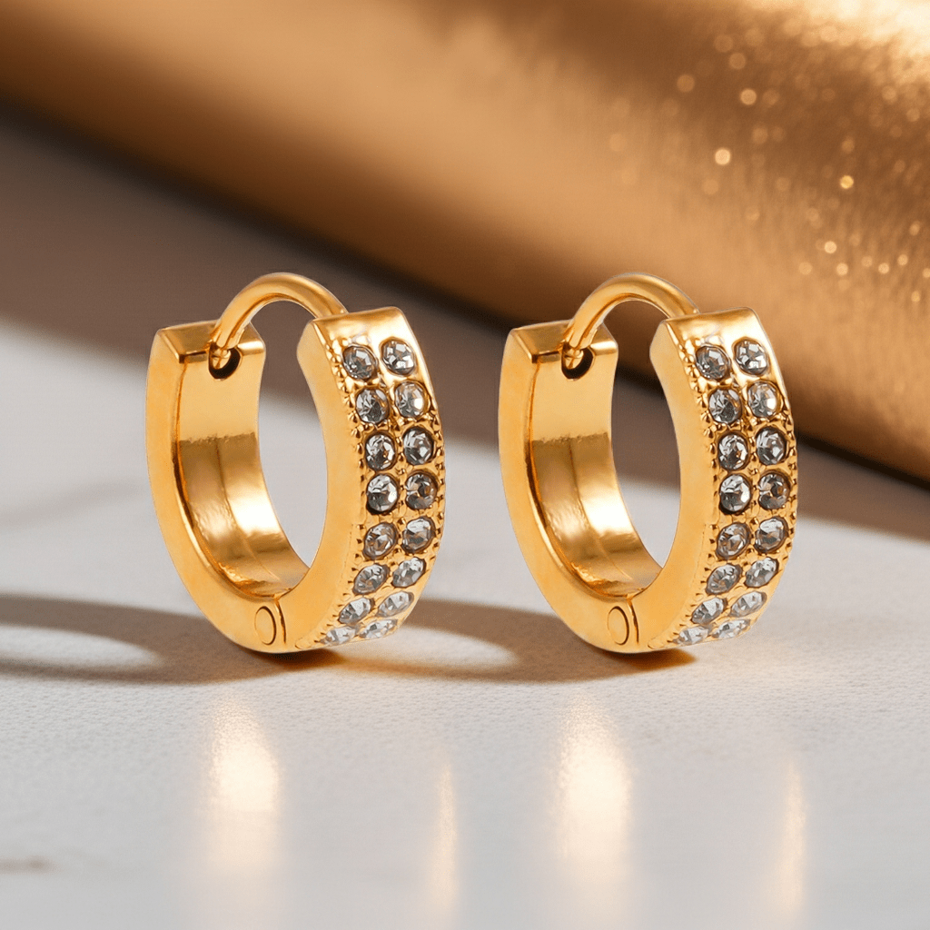 BLOUBERG Gold: Pavé Zirconia (CZ) Mini Hoop Earrings - MacroPanora