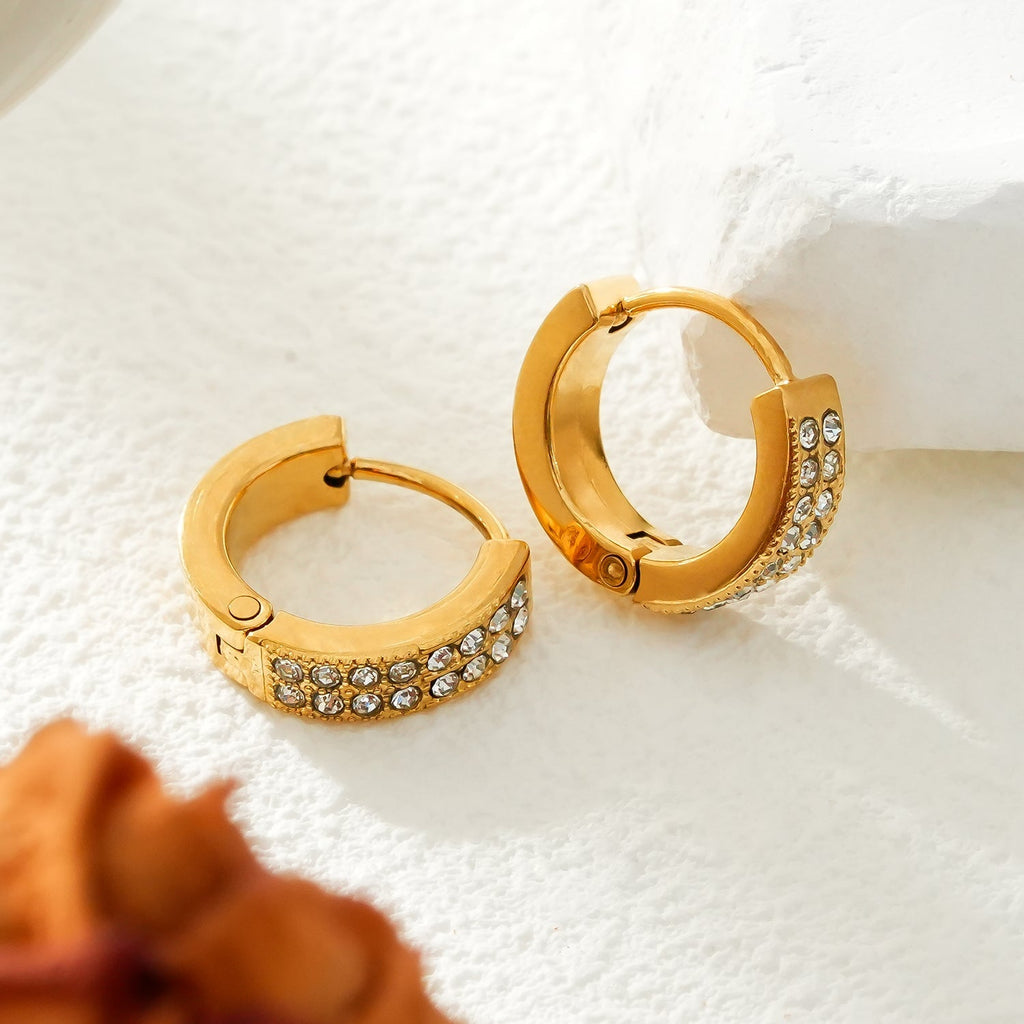 BLOUBERG Gold: Pavé Zirconia (CZ) Mini Hoop Earrings - MacroPanora