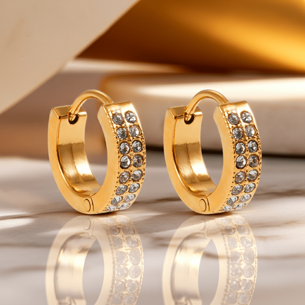 BLOUBERG Gold: Pavé Zirconia (CZ) Mini Hoop Earrings - MacroPanora
