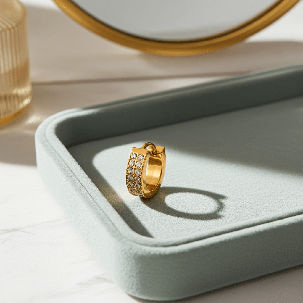 BLOUBERG Gold: Pavé Zirconia (CZ) Mini Hoop Earrings - MacroPanora