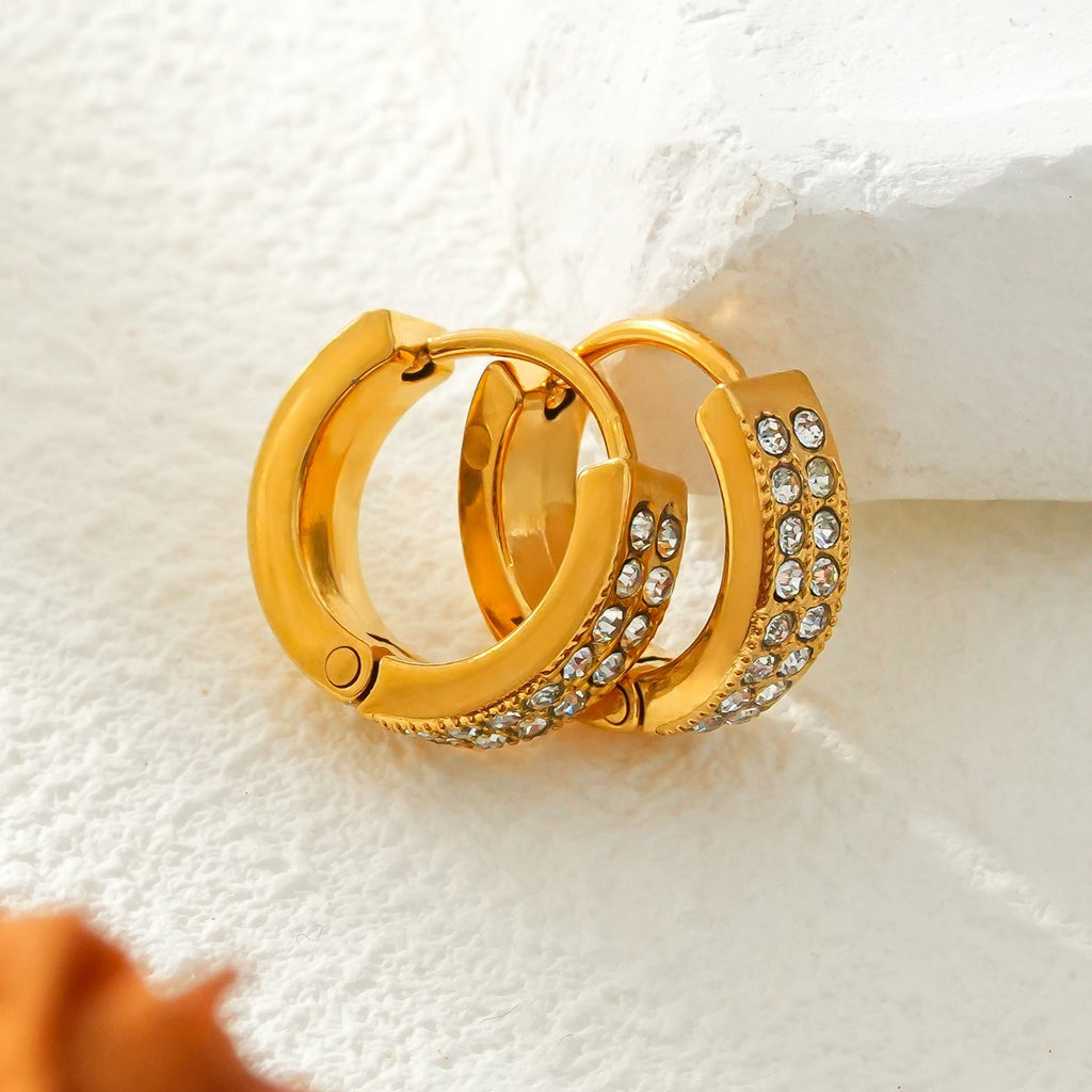BLOUBERG Gold: Pavé Zirconia (CZ) Mini Hoop Earrings - MacroPanora