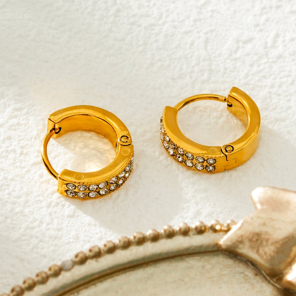 BLOUBERG Gold: Pavé Zirconia (CZ) Mini Hoop Earrings - MacroPanora