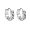 BLOUBERG White Gold (Silver Toned): Double Row Pavé Zirconia (CZ) Mini Hoop Earrings - MacroPanora