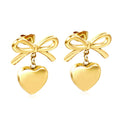 Bow & Heart Charm Studs - MacroPanora