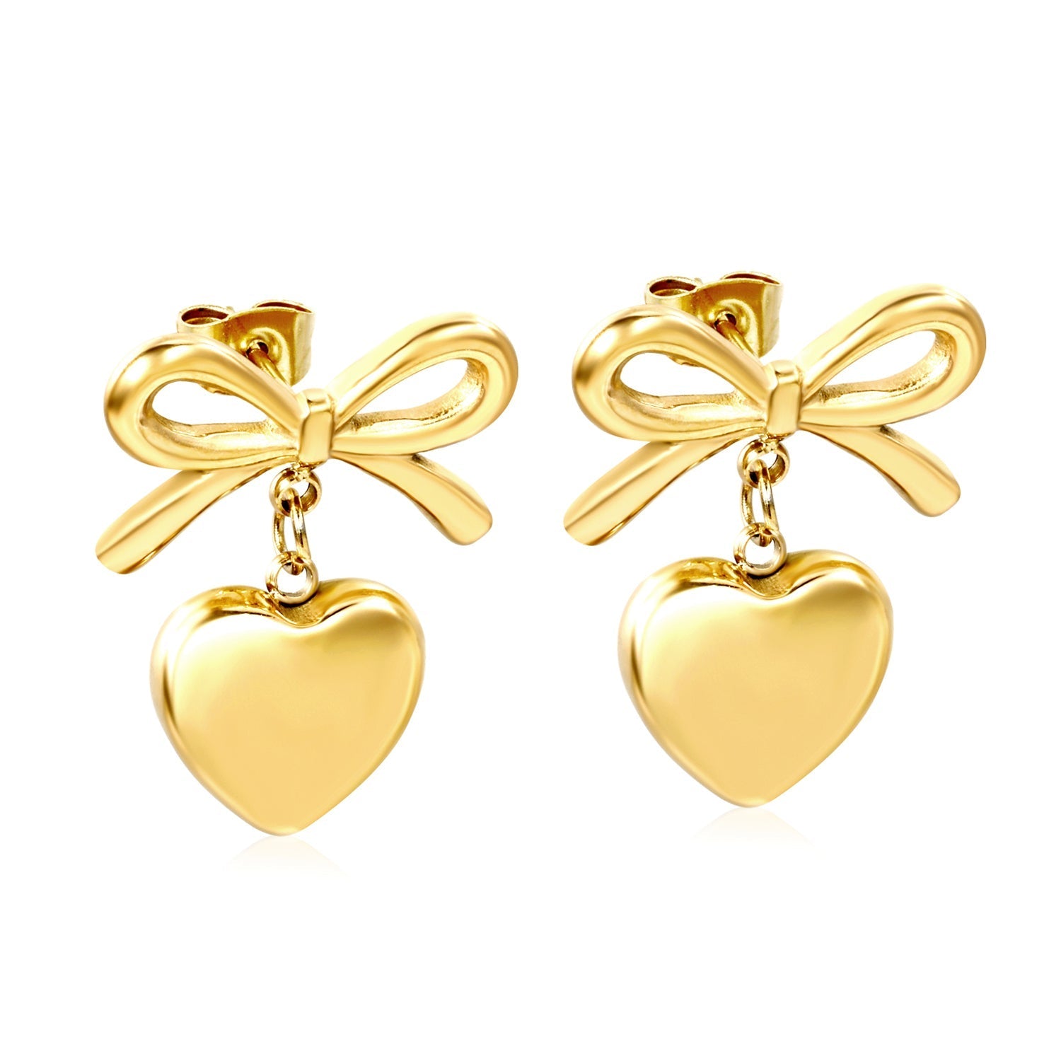 Bow & Heart Charm Studs - MacroPanora