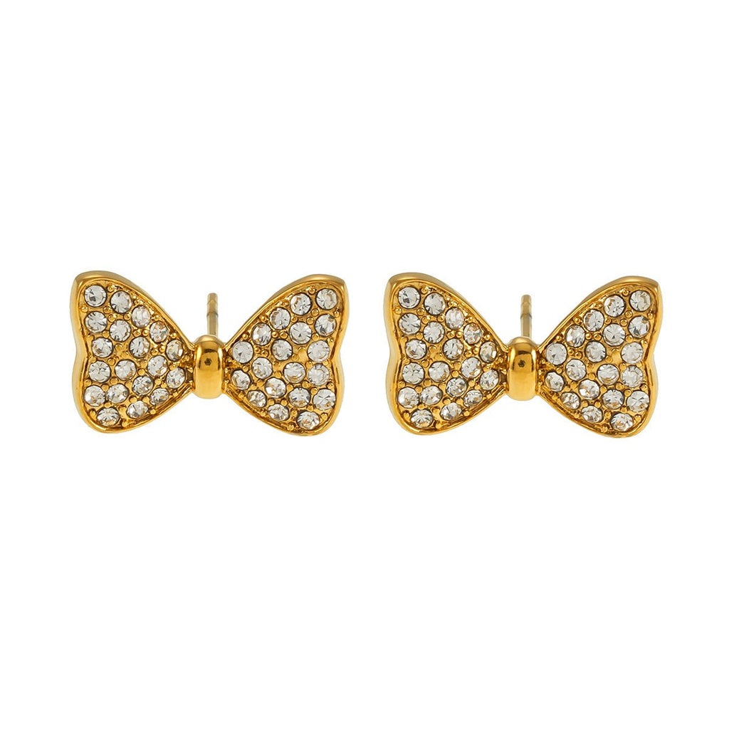 BOWEN: Bow - Shaped Stud Earrings with Pavé Zirconia (CZ) Sparkle. - MacroPanora