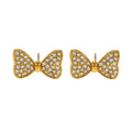 BOWEN: Bow - Shaped Stud Earrings with Pavé Zirconia (CZ) Sparkle. - MacroPanora