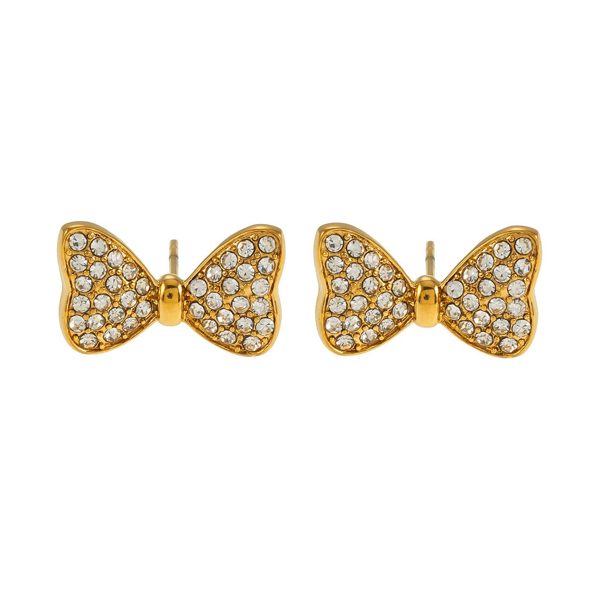 BOWEN: Bow - Shaped Stud Earrings with Pavé Zirconia (CZ) Sparkle. - MacroPanora