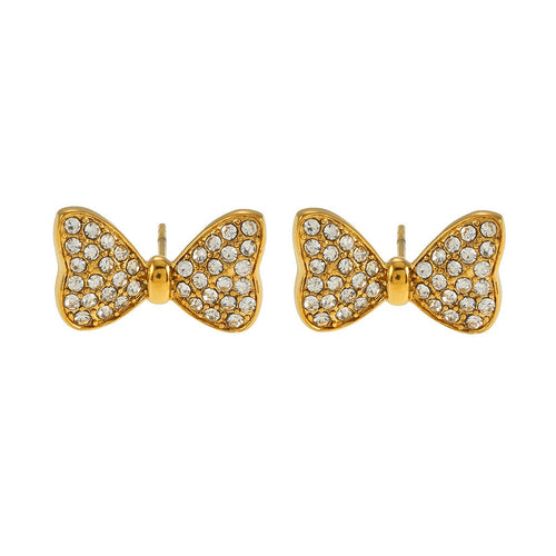 BOWEN: Bow - Shaped Stud Earrings with Pavé Zirconia (CZ) Sparkle. - MacroPanora