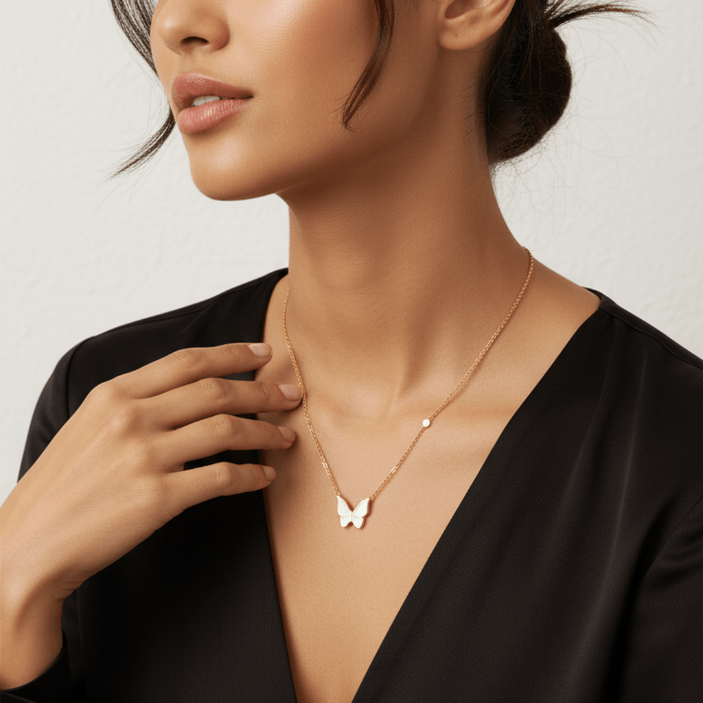 Butterfly Blossom Pendant Necklace - MacroPanora
