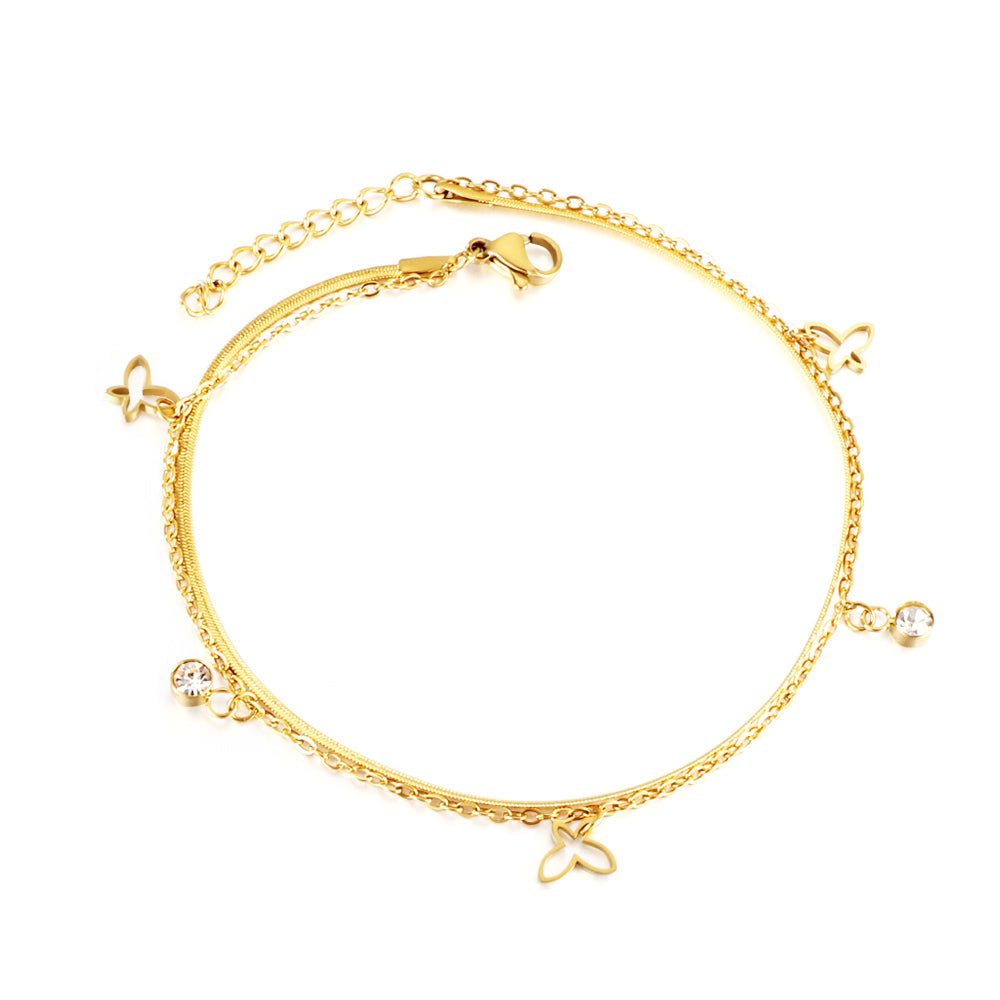 Butterfly Diamond Double Anklet - MacroPanora
