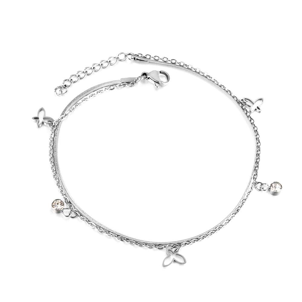 Butterfly Diamond Double Anklet - MacroPanora