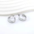 C-Shaped Radiant Crystal Studs Silver - Earrings | MacroPanora