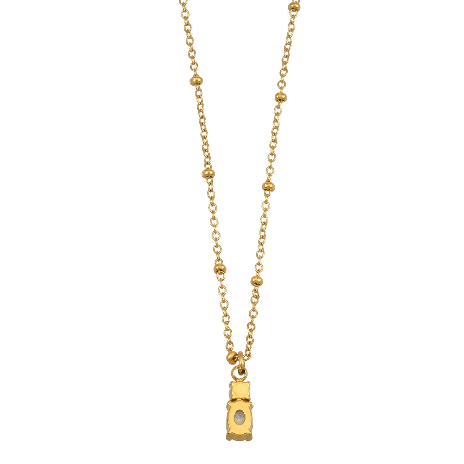 CABBANA Gold: A Duo Set of Zirconia Charm Pendants on a Beaded Chain Necklace - MacroPanora