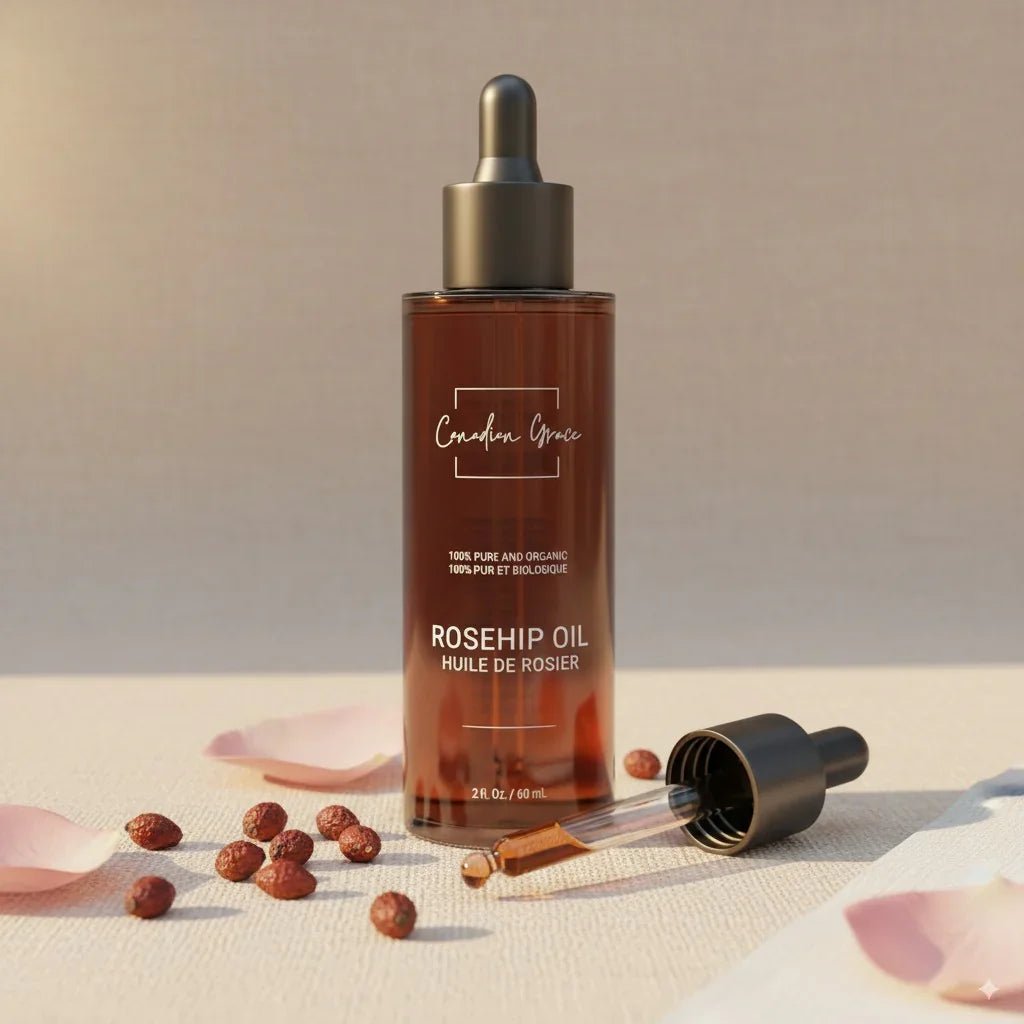 Canadian Grace 100% Organic Rosehip Oil – For Fine Lines, Uneven Tone & Brighter - Looking Skin - MacroPanora