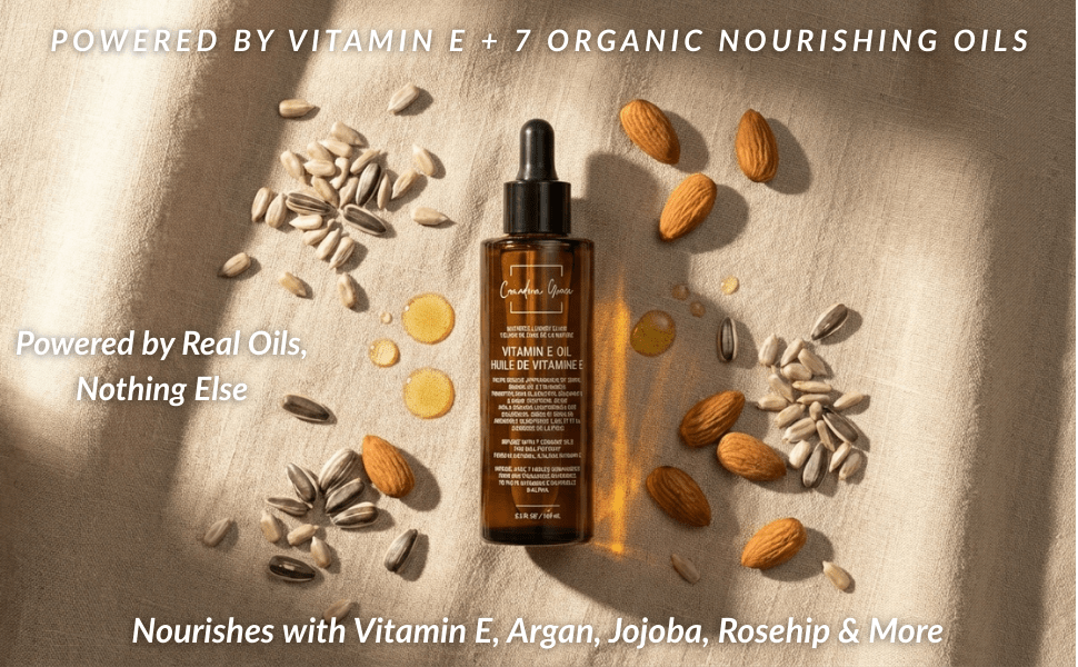 Canadian Grace Vitamin E Face Oil | 70,000 IU with 7 Organic Oils - Skin Barrier Support & Recovery For Dry, Stressed & Overworked Skin - MacroPanora