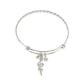 CATALINA White Gold (Silver Toned): Bracelet with Serpent, Sun Symbol and Zirconia (CZ) Charms. - MacroPanora
