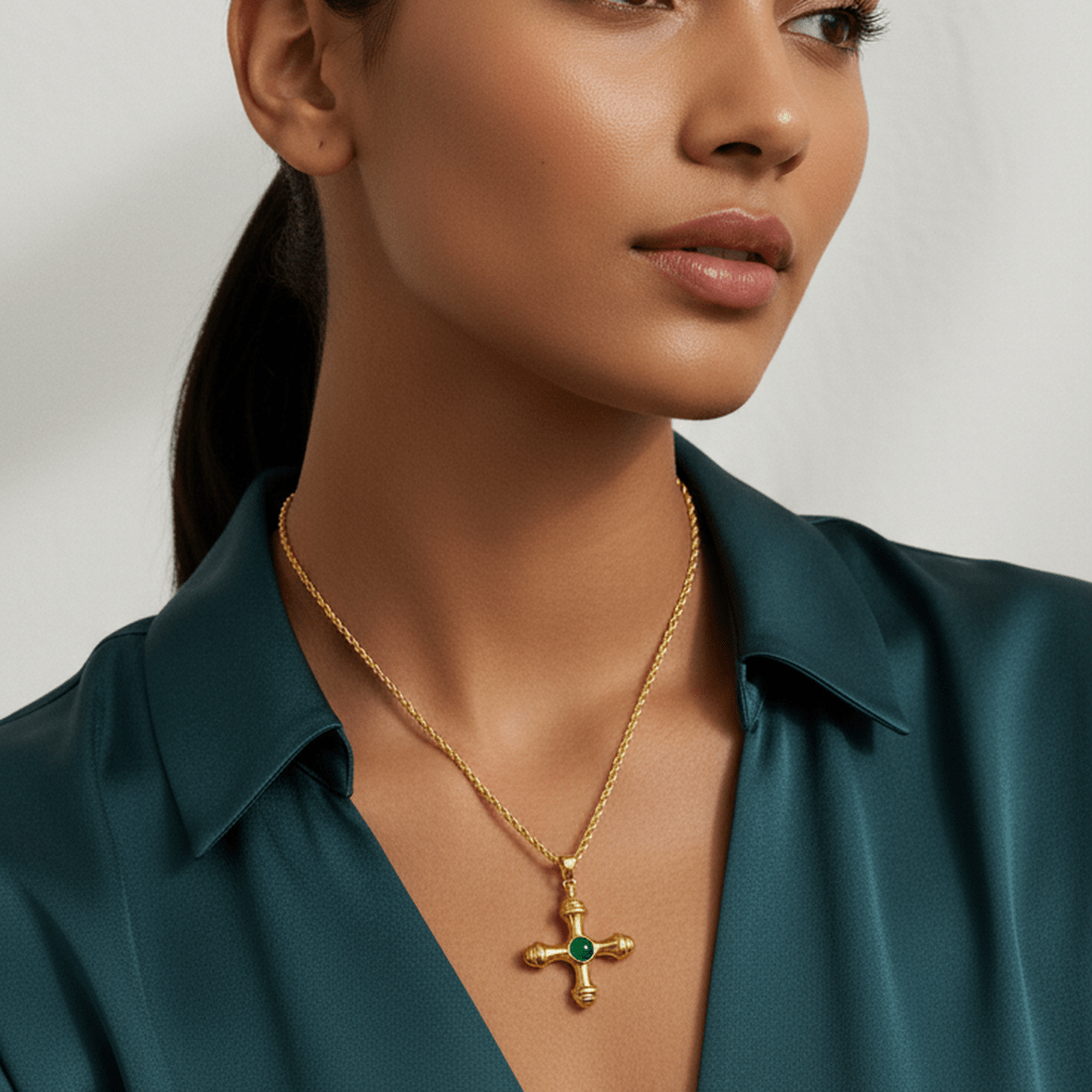 Cat's Eye Cross Pendant Necklace - MacroPanora