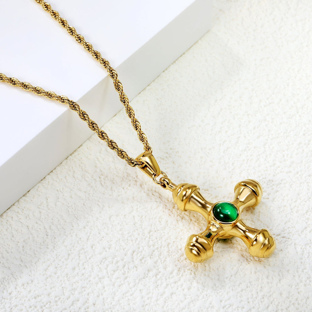 Cat's Eye Cross Pendant Necklace - MacroPanora