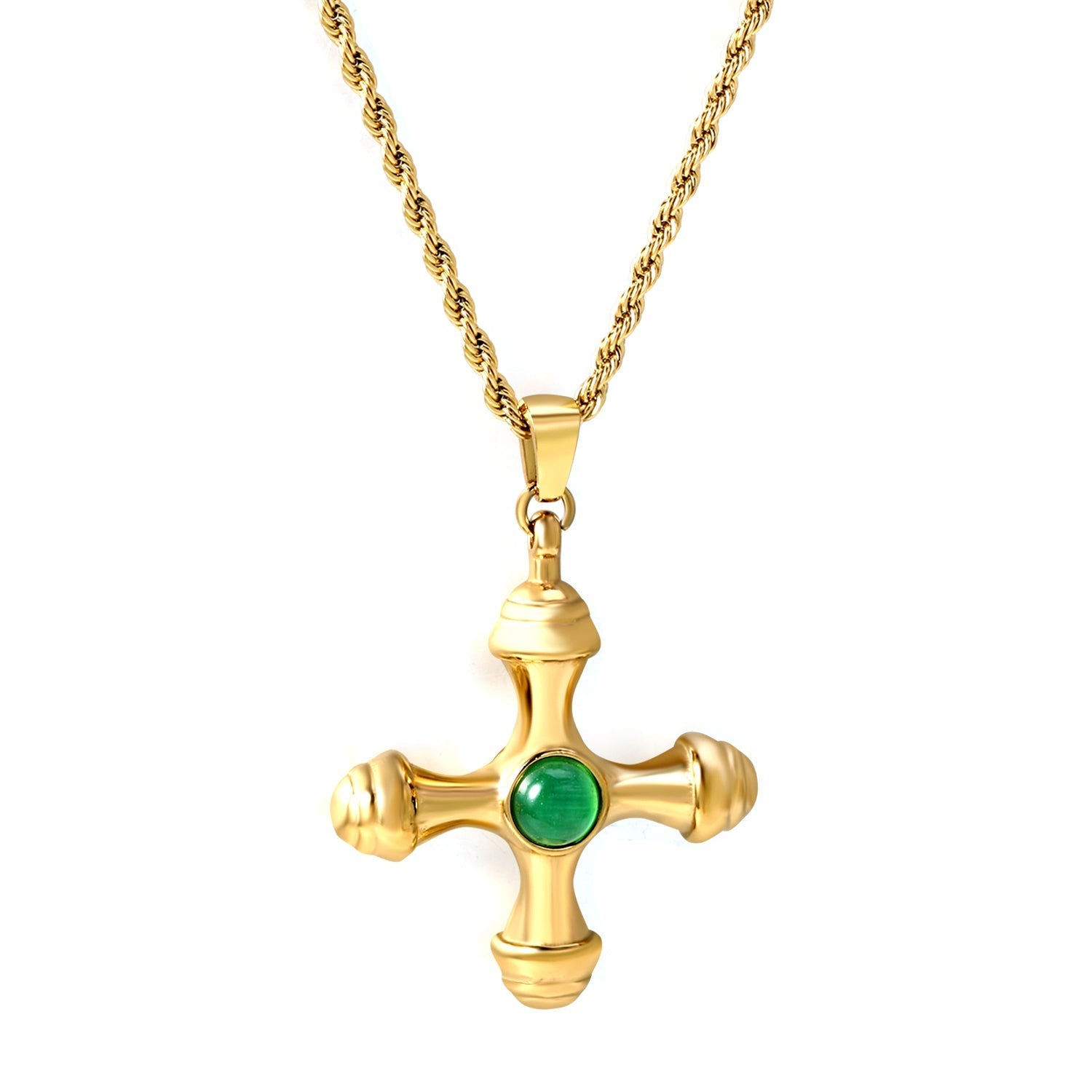 Cat's Eye Cross Pendant Necklace - MacroPanora
