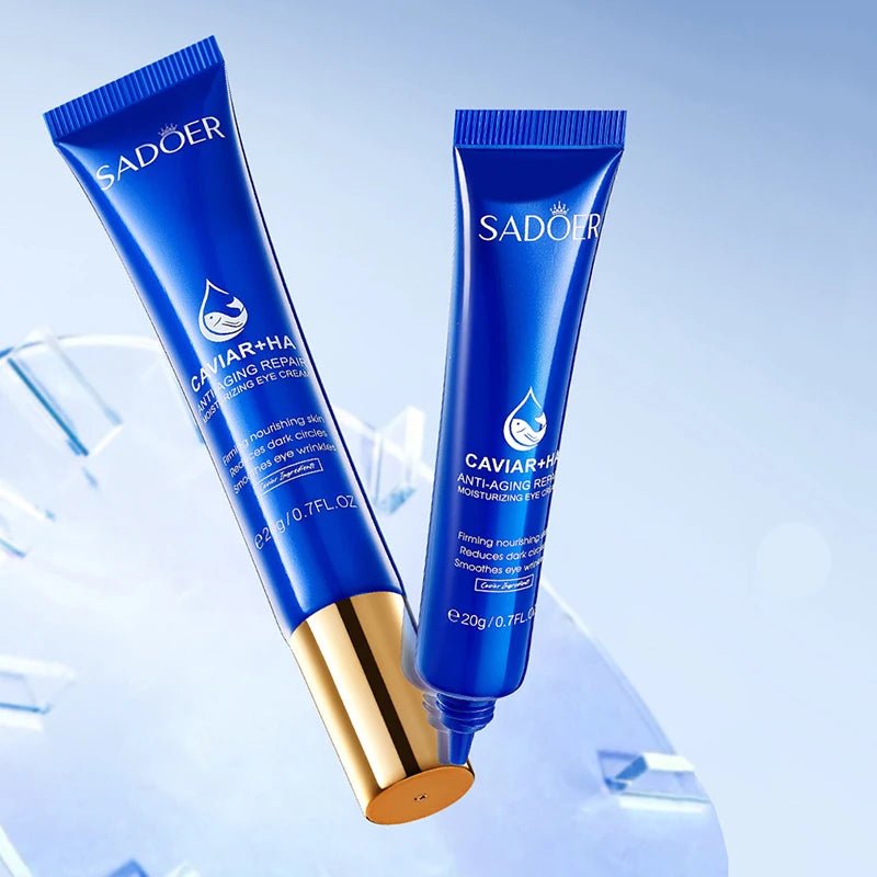 Caviar Infused Hyaluronic Acid Eye Cream for Dark Circle Reduction, Puffiness Relief, and Skin Firming Moisturization - MacroPanora
