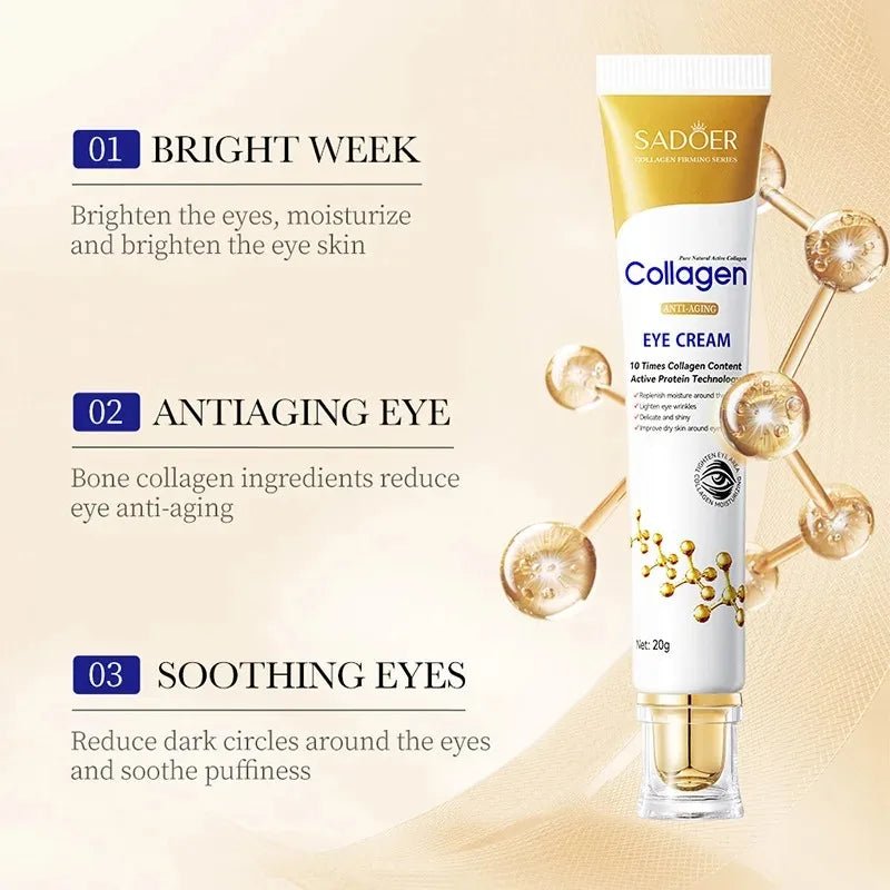 Collagen Eye Cream Skincare anti Dark Circles Eye Bags Firming Moisturizing Fade Fine Lines Cream Skincare Products for Eye - MacroPanora