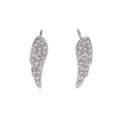 COMPTON White Gold (Silver Toned): Dazzling Pavé Zirconia Wing Shaped Stud Earrings – Elegant Sparkle for Every Occasion - MacroPanora