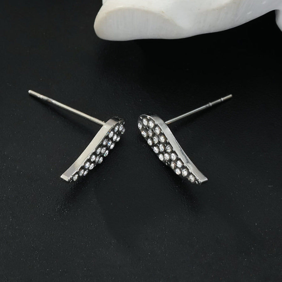 COMPTON White Gold (Silver Toned): Dazzling Pavé Zirconia Wing Shaped Stud Earrings – Elegant Sparkle for Every Occasion - MacroPanora