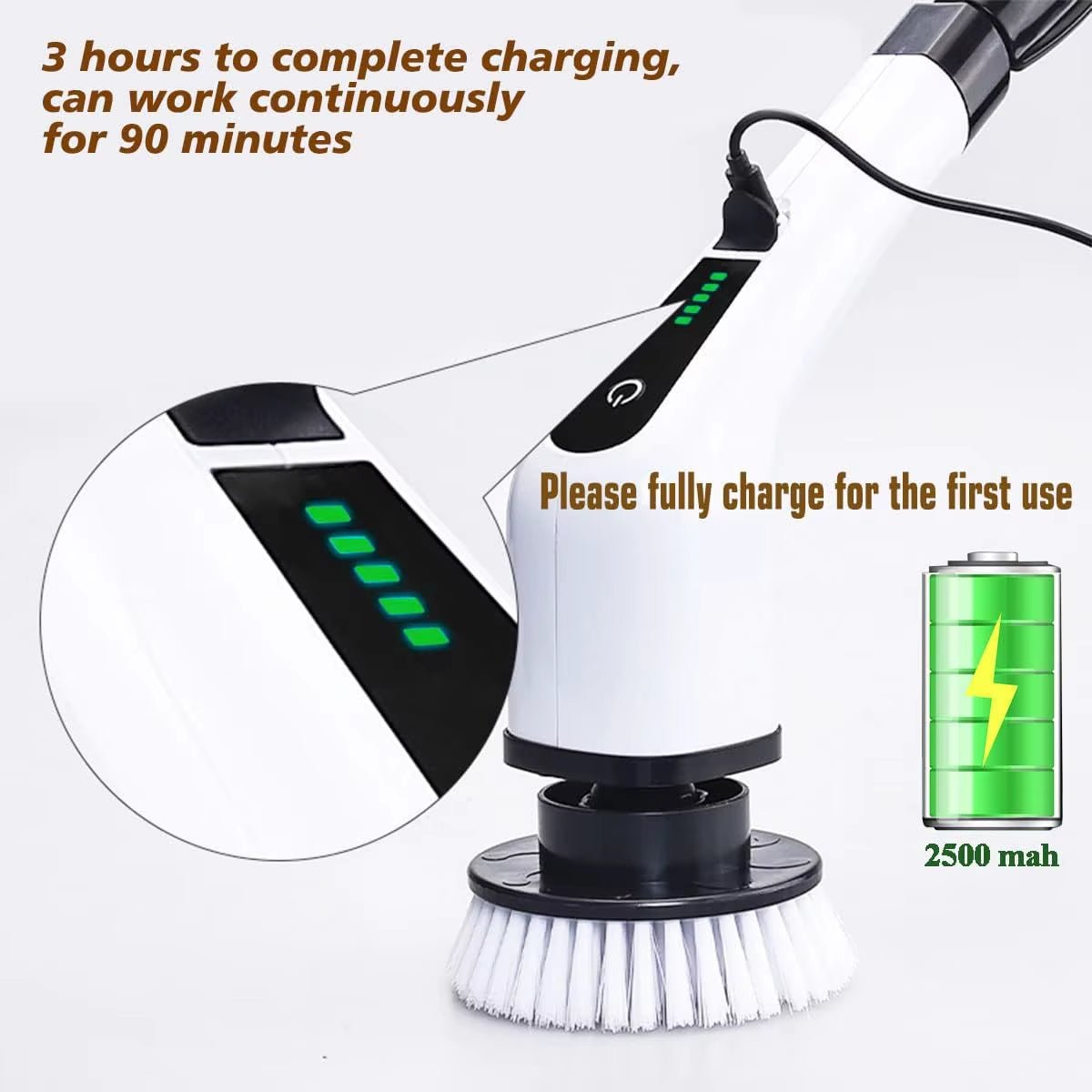 Electric Cordless Spin Scrubber - Household Cleaning Tool for Kitchen and Bathroom - MacroPanora