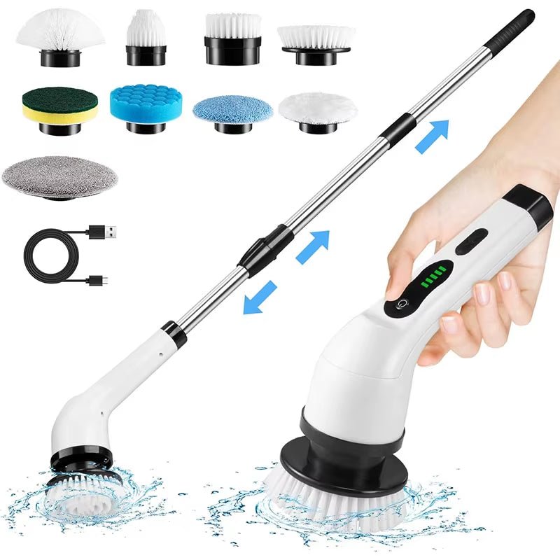 Electric Cordless Spin Scrubber - Household Cleaning Tool for Kitchen and Bathroom - MacroPanora