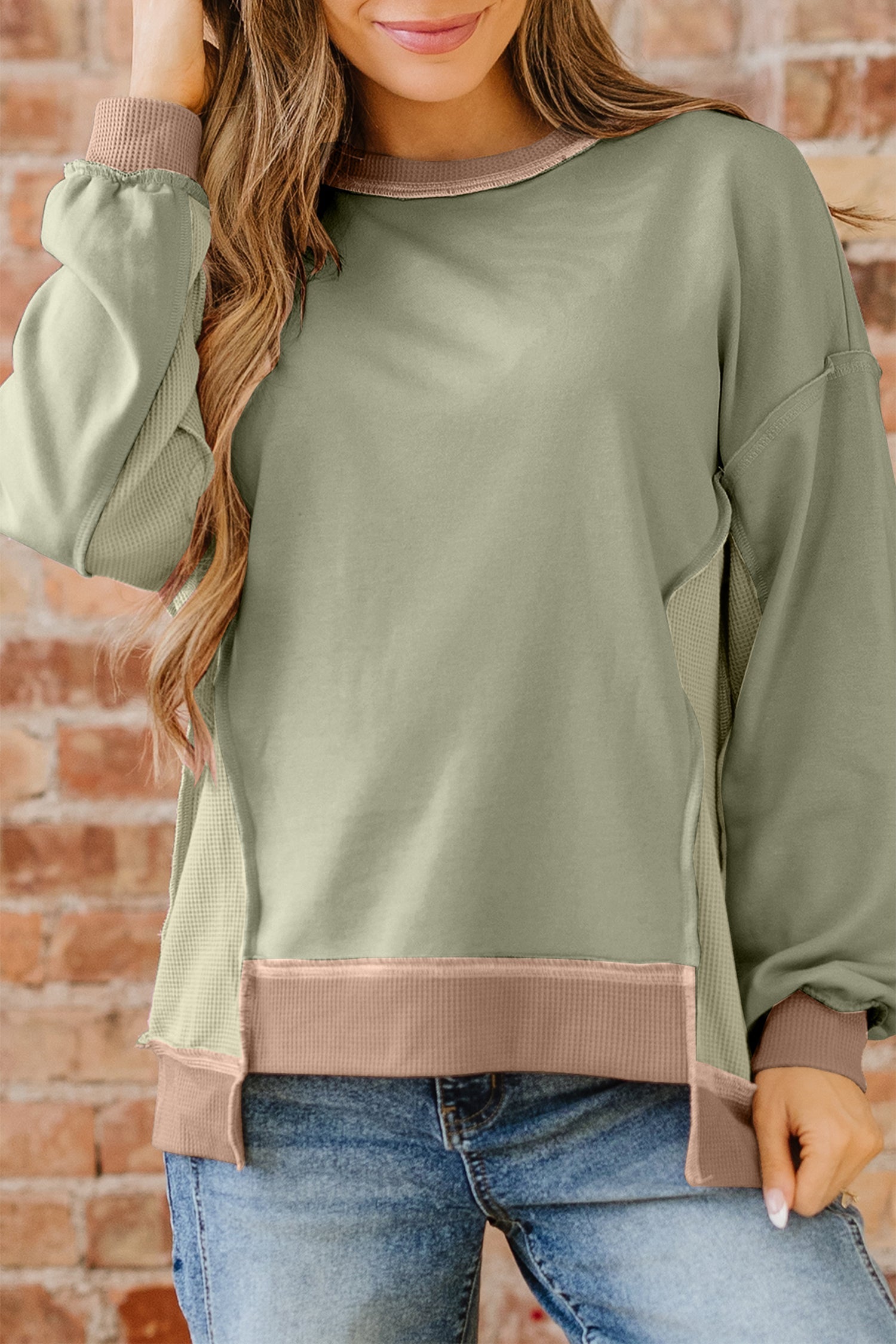 Cozy Women's Color Block Pullover Sweatshirt - Trendy Casual Style for Everyday Comfort and Relaxation - MacroPanora