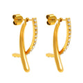 CREEDA Gold: Avant - Garde Shaped Detachable Hoop Earrings with Zirconia Gemstones - MacroPanora