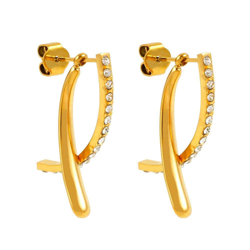 Avant-Garde Detachable CZ Hoop Earrings – 18K Gold-Tone - MacroPanora