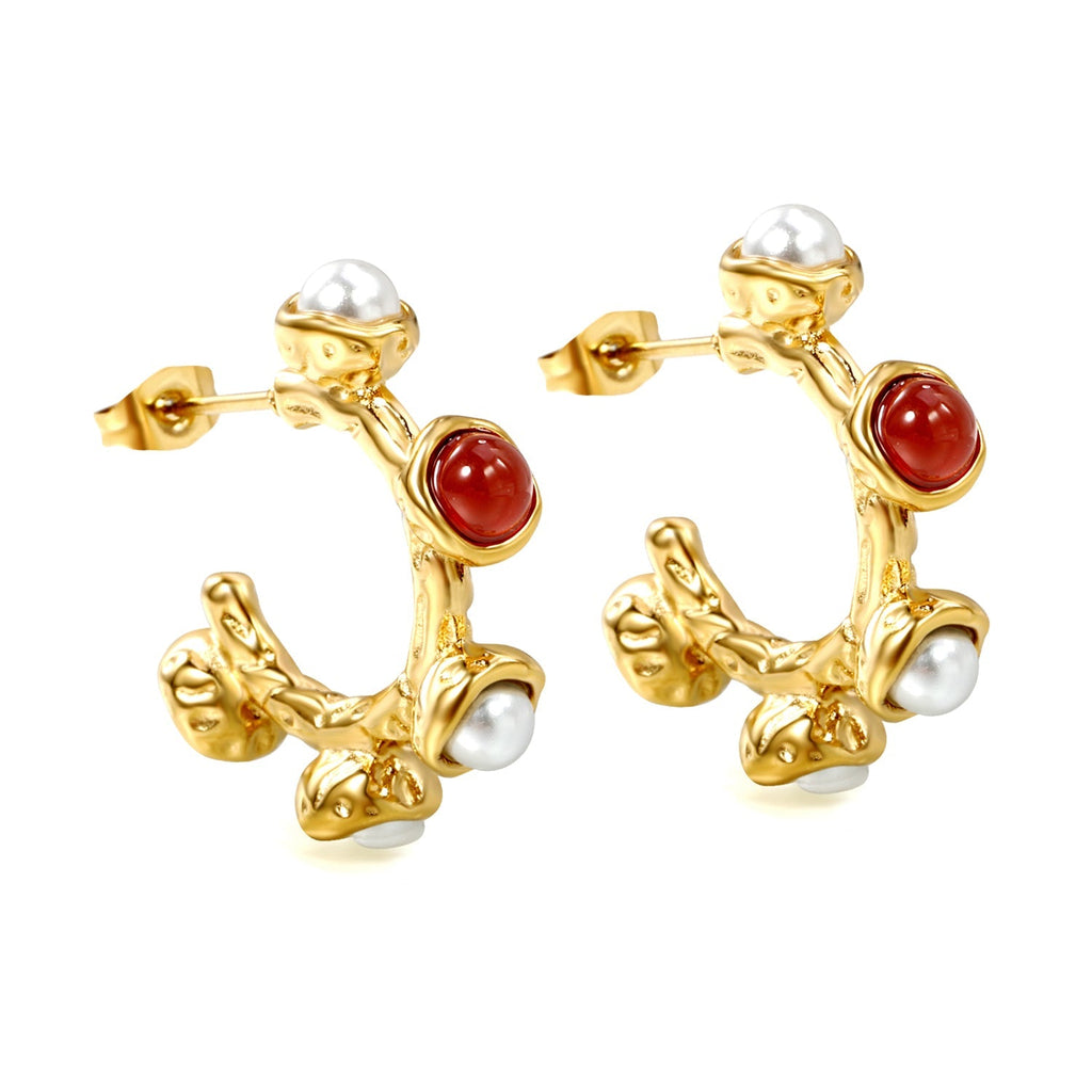 Crimson Pearl Harmony Earrings - MacroPanora