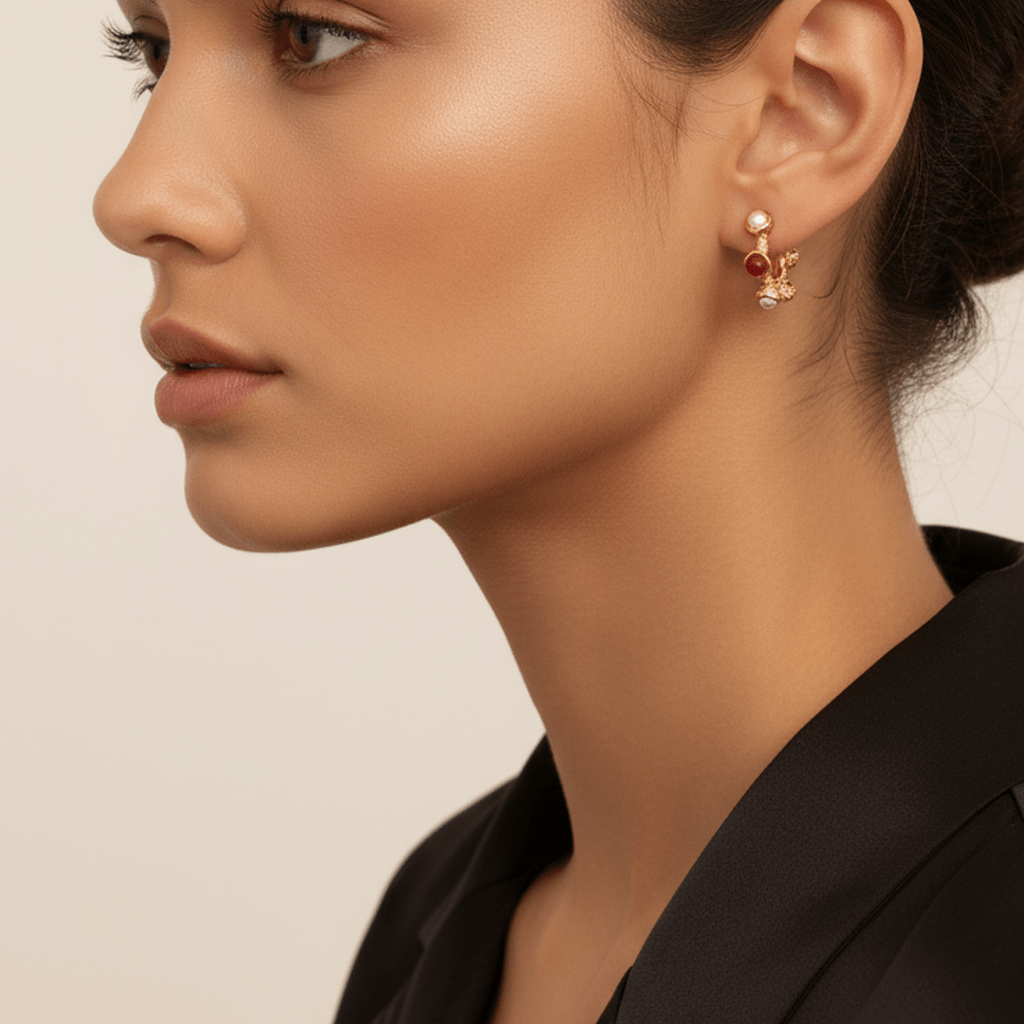 Crimson Pearl Harmony Earrings - MacroPanora