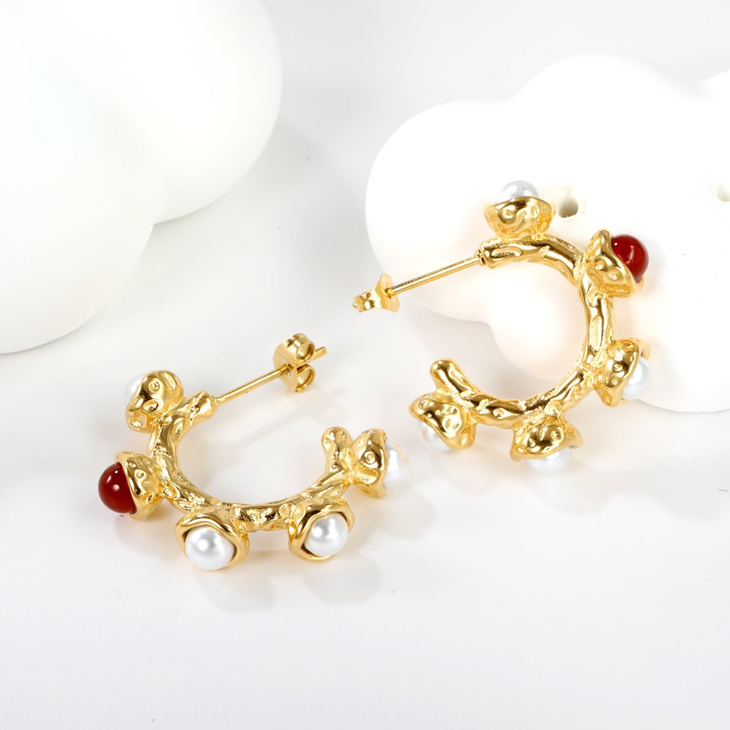 Crimson Pearl Harmony Earrings - MacroPanora