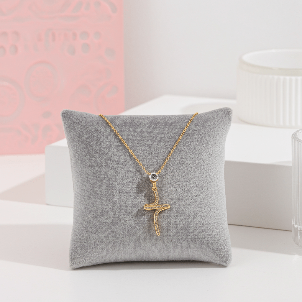 CRISTO Gold: Dainty Chain Necklace with a Zirconia Embedded Abstract Textured Cross Pendent - MacroPanora